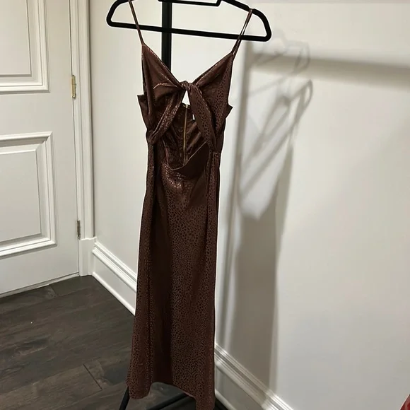 knee length dresses for ladies Mabella Halter Neck Maxi Dress | Runaway | Brown